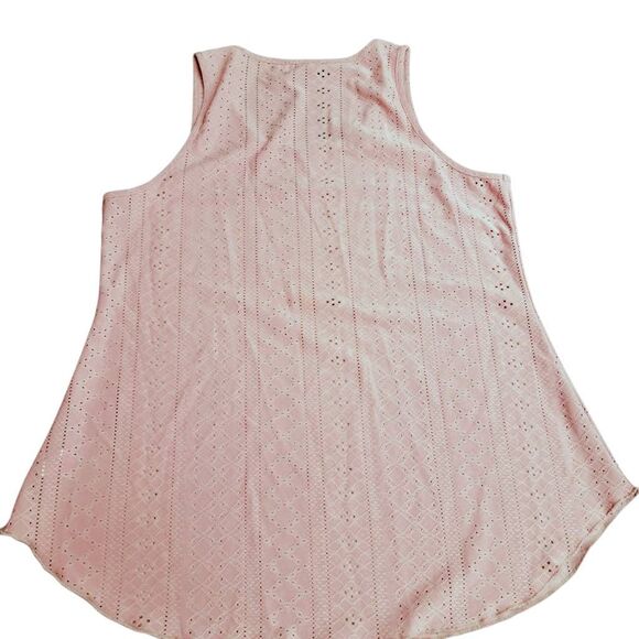 Rose Pink Eyelet Sleeveless Feminine Blouse Top on Sale 5 for $25 - Picture 2 of 6